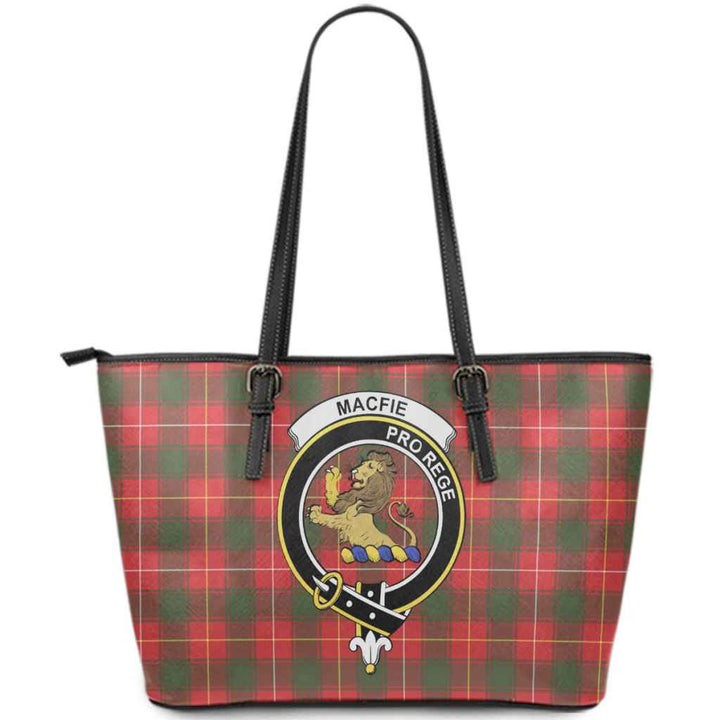 Scottish MacFie (of Dreghorn) Clan Crest Tartan Leather Tote Tartan Plaid