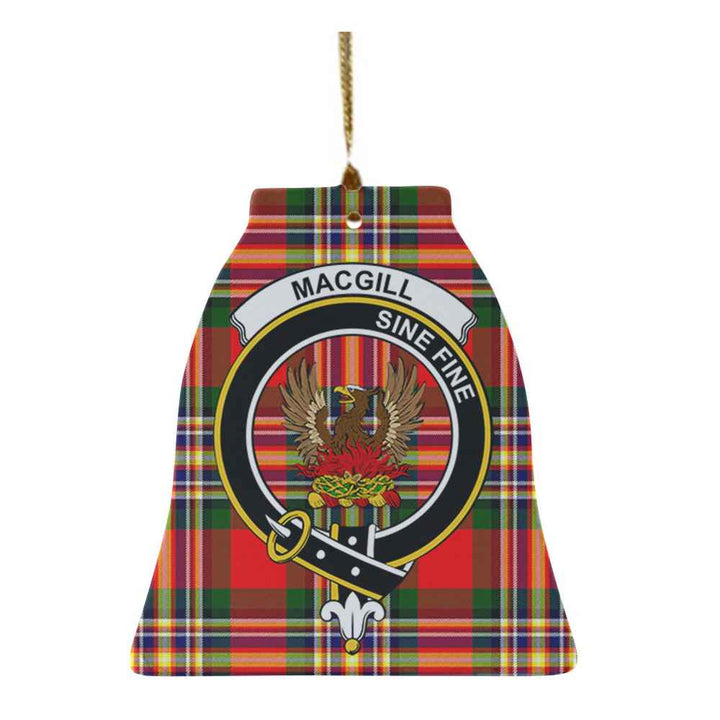 Scottish MacGill (Makgill) Clan Crest Tartan Ceramic Ornament Bell Shape Tartan Plaid
