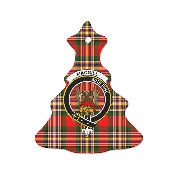 Scottish MacGill (Makgill) Clan Crest Tartan Ceramic Ornament Tree Shape Tartan Plaid