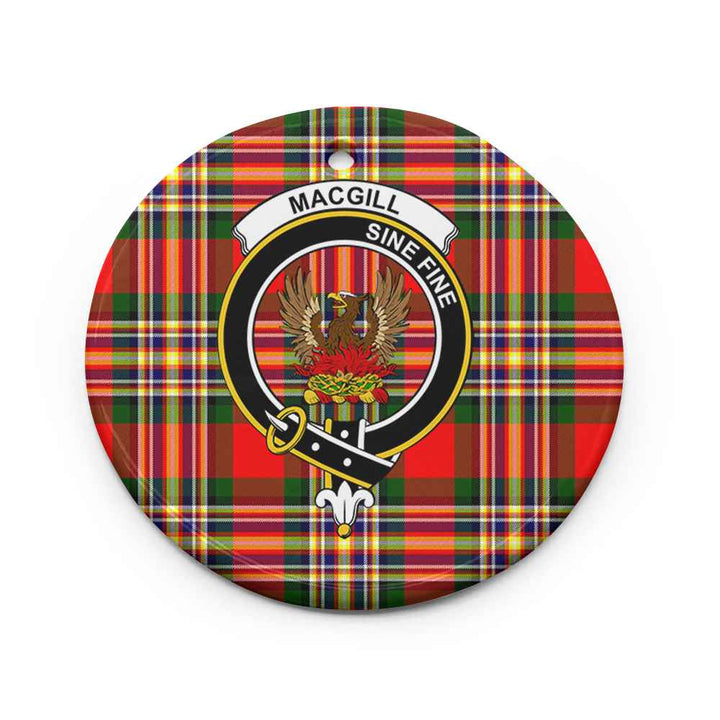 Scottish MacGill (Makgill) Clan Crest Tartan Ceramic Ornament Circle Shape Tartan Plaid