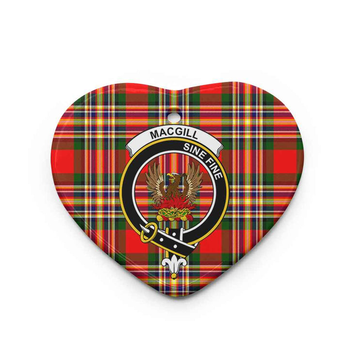 Scottish MacGill (Makgill) Clan Crest Tartan Ceramic Ornament Heart Shape Tartan Plaid