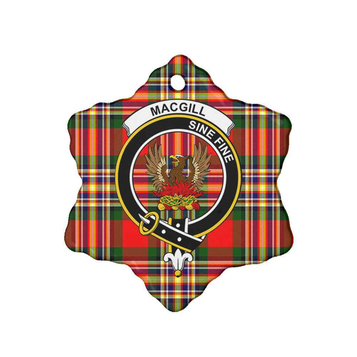 Scottish MacGill (Makgill) Clan Crest Tartan Ceramic Ornament Snow Flake Shape Tartan Plaid