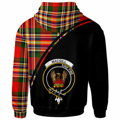 Scottish MacGill (Makgill) Clan Crest Tartan Curve Hoodie Back Side Tartan Plaid