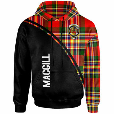 Scottish MacGill (Makgill) Clan Crest Tartan Curve Hoodie Front Side Tartan Plaid