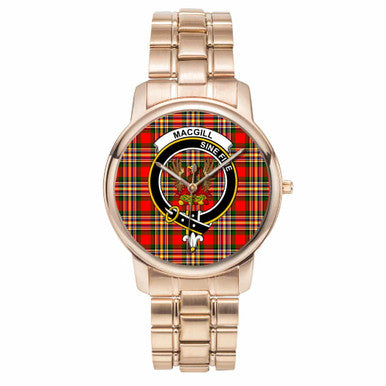 Scottish MacGill (Makgill) Clan Crest Tartan Folding Clasp Steel Quartz Watches Tartan Plaid Rose Gold 1
