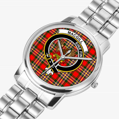 Scottish MacGill (Makgill) Clan Crest Tartan Folding Clasp Steel Quartz Watches Tartan Plaid Silver 2