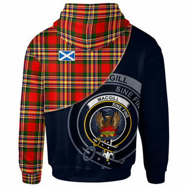Scottish MacGill (Makgill) Clan Crest Tartan Hoodie - Bend Style Back Side Tartan Plaid