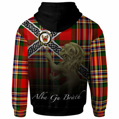 Scottish MacGill (Makgill) Clan Crest Tartan Hoodie - Scotland Lion Back Side Tartan Plaid