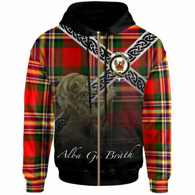 Scottish MacGill (Makgill) Clan Crest Tartan Hoodie - Celtic With Scotland Lion Zip-up Tartan Plaid