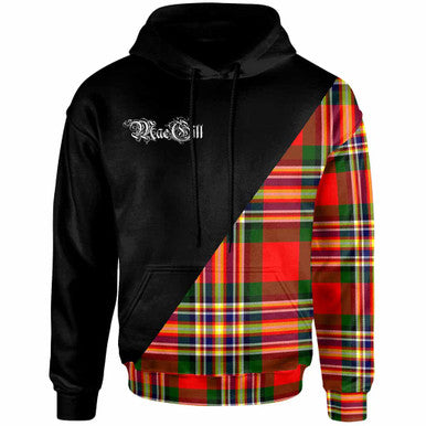 Scottish MacGill (Makgill) Clan Crest Tartan Hoodie - Military Logo Front Side Tartan Plaid