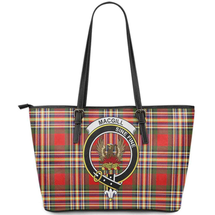 Scottish MacGill (Makgill) Clan Crest Tartan Leather Tote Tartan Plaid