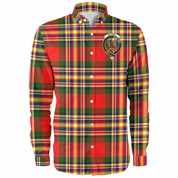 Scottish MacGill (Makgill) Clan Crest Tartan Long Sleeve Shirt Front Side Tartan Plaid