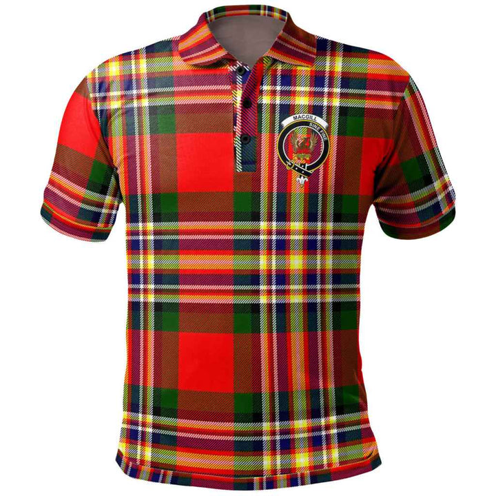 Scottish MacGill (Makgill) Clan Crest Tartan Polo Shirt Front Side Tartan Plaid