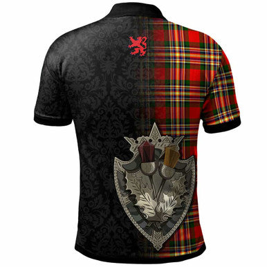 Scottish MacGill (Makgill) Clan Crest Tartan Polo Shirt - Half Thistle Flowers Celtic Design Back Side Tartan Plaid