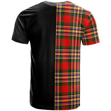 Scottish MacGill (Makgill) Clan Crest Tartan T-Shirt Half in Me Back Side Tartan Plaid