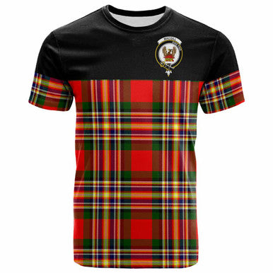 Scottish MacGill (Makgill) Clan Crest Tartan T-Shirt - Horizontal Style Front Side Tartan Plaid