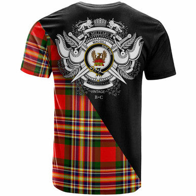 Scottish MacGill (Makgill) Clan Crest Tartan T-Shirt - Military Logo Back Side Tartan Plaid