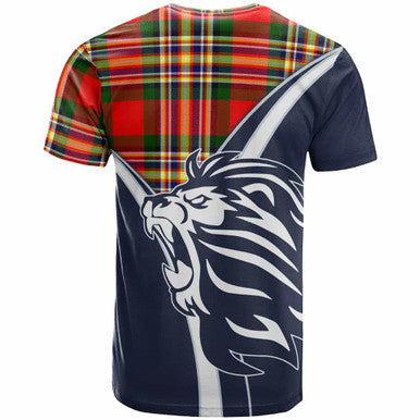 Scottish MacGill (Makgill) Clan Crest Tartan T-Shirt - Scottish Flag With Lion Back Side Tartan Plaid