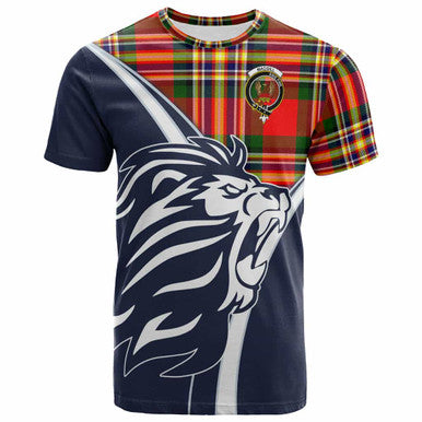 Scottish MacGill (Makgill) Clan Crest Tartan T-Shirt - Scottish Flag With Lion Front Side Tartan Plaid