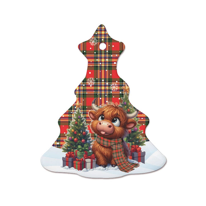 Scottish MacGill Modern Clan Tartan Ceramic Ornament Cute Highland Cow Christmas Tree Style Tartan Plaid