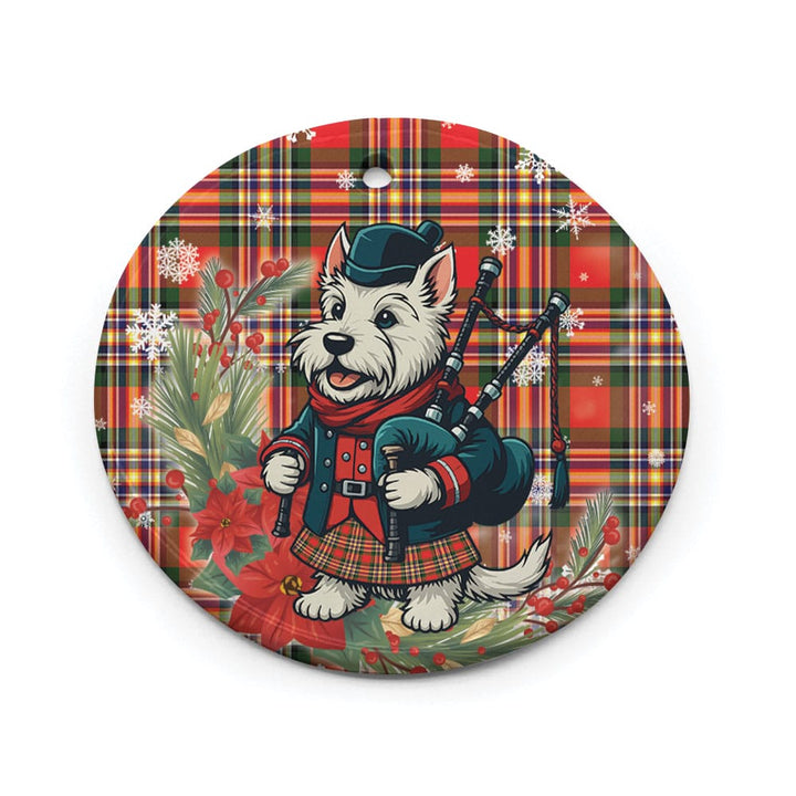 Scottish MacGill Modern Clan Tartan Ceramic Ornament Cute Scottish Terrier Dog Circle Style Tartan Plaid