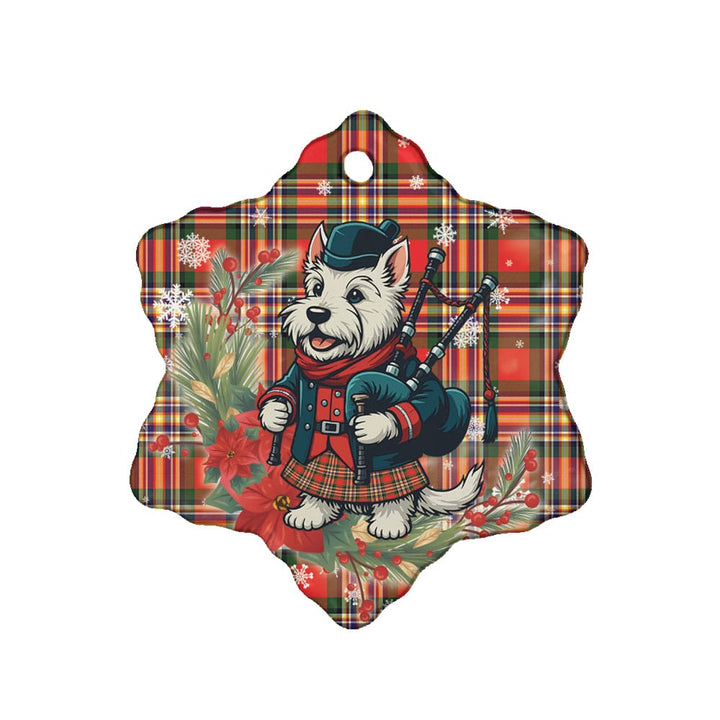 Scottish MacGill Modern Clan Tartan Ceramic Ornament Cute Scottish Terrier Dog Snow Flake Style Tartan Plaid