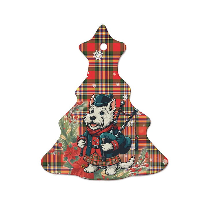 Scottish MacGill Modern Clan Tartan Ceramic Ornament Cute Scottish Terrier Dog Tree Style Tartan Plaid