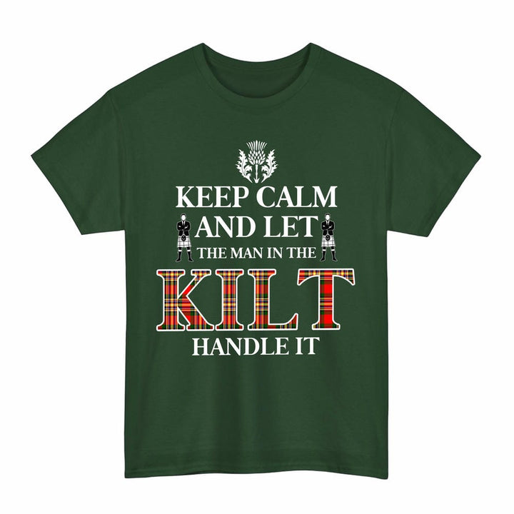 Scottish MacGill Modern Clan Tartan T-Shirt - Keep Calm Tartan Plaid Forest Green Color