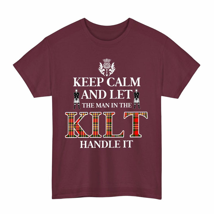 Scottish MacGill Modern Clan Tartan T-Shirt - Keep Calm Tartan Plaid Maroon Color