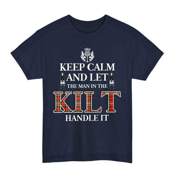 Scottish MacGill Modern Clan Tartan T-Shirt - Keep Calm Tartan Plaid Navy Color