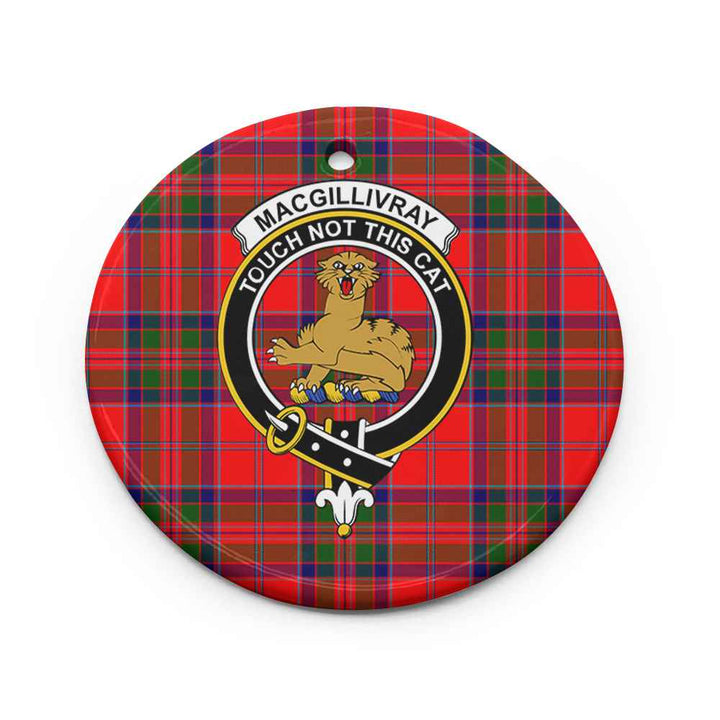 Scottish MacGillivray Clan Crest Tartan Ceramic Ornament Circle Shape Tartan Plaid