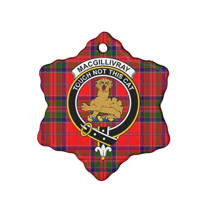 Scottish MacGillivray Clan Crest Tartan Ceramic Ornament Snow Flake Shape Tartan Plaid