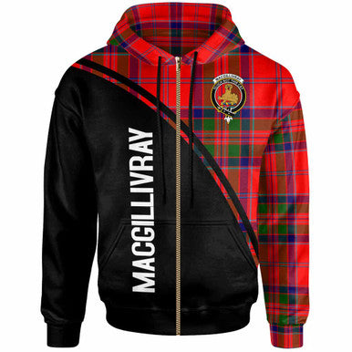 Scottish MacGillivray Clan Crest Tartan Curve Hoodie Zip-up Tartan Plaid