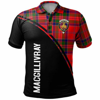 Scottish MacGillivray Clan Crest Tartan Curve Polo Shirt Front Side Tartan Plaid