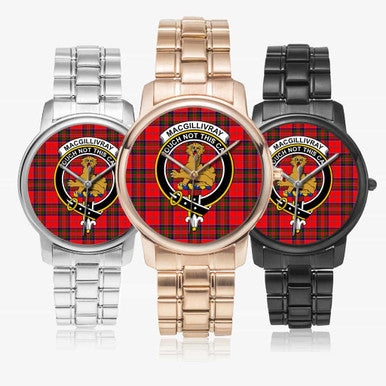 Scottish MacGillivray Clan Crest Tartan Folding Clasp Steel Quartz Watches Tartan Plaid All