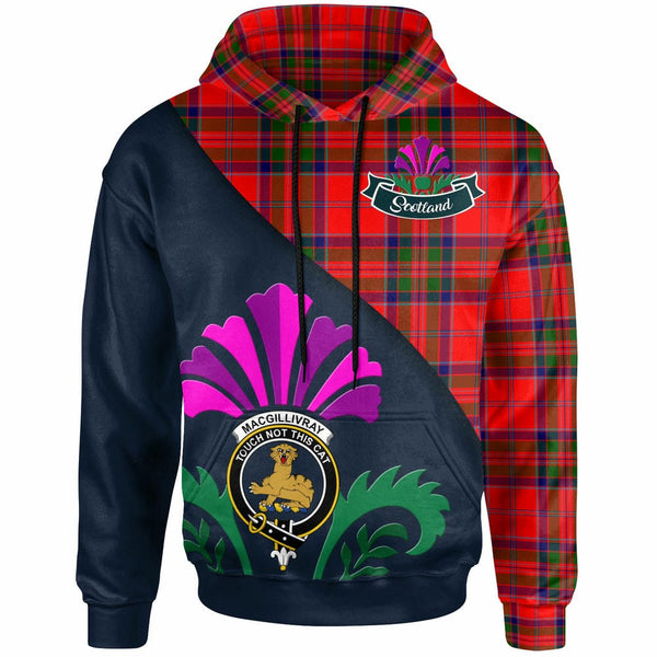 Scottish MacGillivray Clan Crest Tartan Hoodie - Scotland Thistle Style Front Side Tartan Plaid