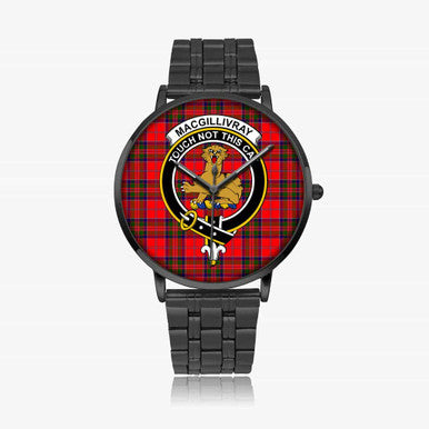 Scottish MacGillivray Clan Crest Tartan Instafamous Steel Quartz Watches Tartan Plaid Black 1