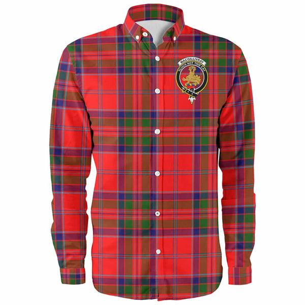 Scottish MacGillivray Clan Crest Tartan Long Sleeve Shirt Front Side Tartan Plaid