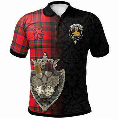 Scottish MacGillivray Clan Crest Tartan Polo Shirt - Half Thistle Flowers Celtic Design Front Side Tartan Plaid