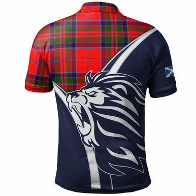 Scottish MacGillivray Clan Crest Tartan Polo Shirt - Scottish Flag With Lion Back Side Tartan Plaid