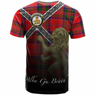 Scottish MacGillivray Clan Crest Tartan T-Shirt - Celtic With Scotland Lion Back Side Tartan Plaid