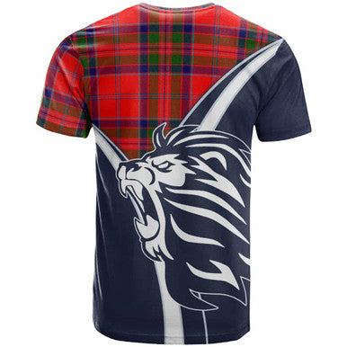 Scottish MacGillivray Clan Crest Tartan T-Shirt - Scottish Flag With Lion Back Side Tartan Plaid