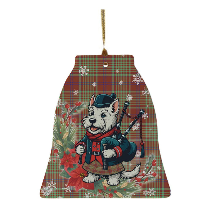 Scottish MacGillivray Hunting Ancient Clan Tartan Ceramic Ornament Cute Scottish Terrier Dog Bell Style Tartan Plaid