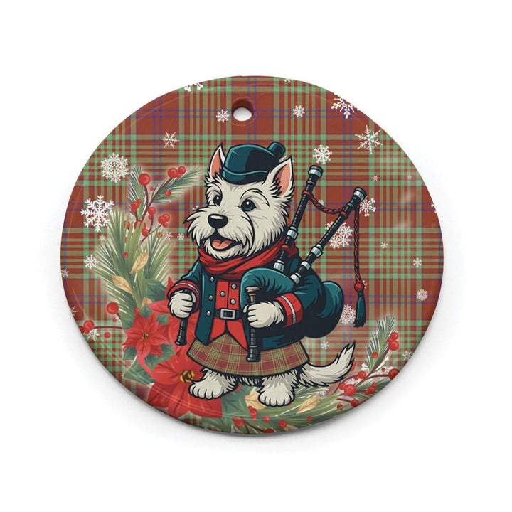 Scottish MacGillivray Hunting Ancient Clan Tartan Ceramic Ornament Cute Scottish Terrier Dog Circle Style Tartan Plaid
