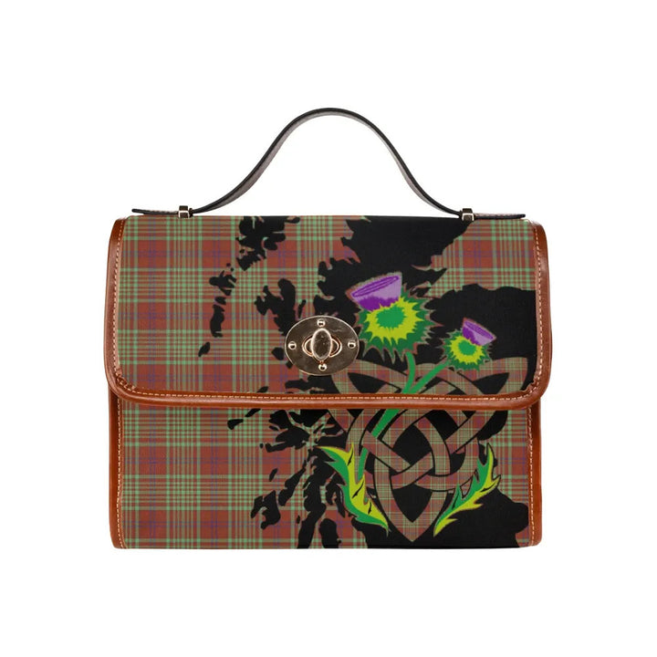 Scottish MacGillivray Hunting Ancient Clan Tartan Waterproof Canvas Bag With Thistle Tartan Plaid 1