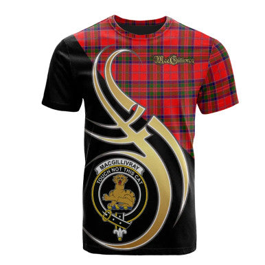 Scottish MacGillivray Modern Clan Crest Tartan T-Shirt Believe in Me Front Side Tartan Plaid