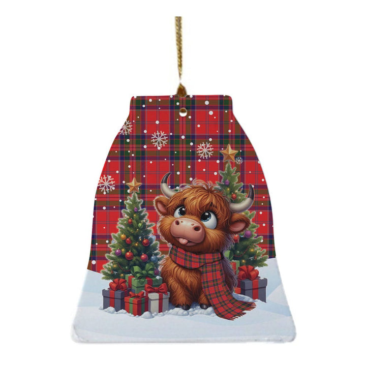 Scottish MacGillivray Modern Clan Tartan Ceramic Ornament Cute Highland Cow Christmas Bell Style Tartan Plaid