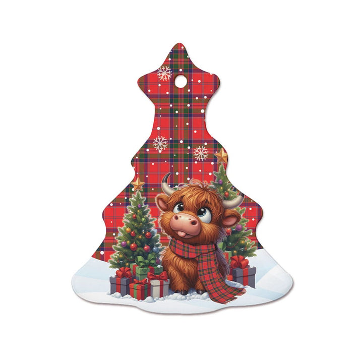 Scottish MacGillivray Modern Clan Tartan Ceramic Ornament Cute Highland Cow Christmas Tree Style Tartan Plaid