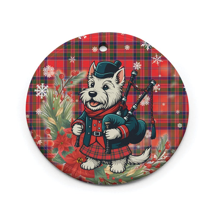 Scottish MacGillivray Modern Clan Tartan Ceramic Ornament Cute Scottish Terrier Dog Circle Style Tartan Plaid