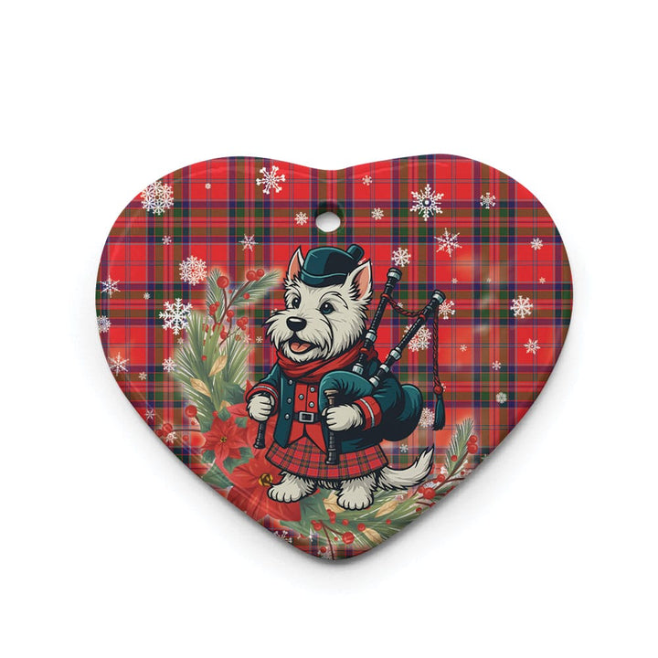 Scottish MacGillivray Modern Clan Tartan Ceramic Ornament Cute Scottish Terrier Dog Heart Style Tartan Plaid